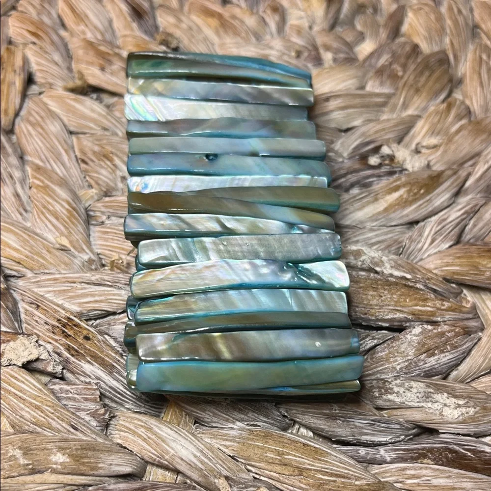 Blue and Green Mother of‎ Pearl Abalone Stretch Bracelet